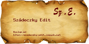 Szádeczky Edit névjegykártya
